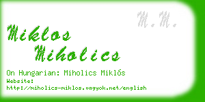 miklos miholics business card